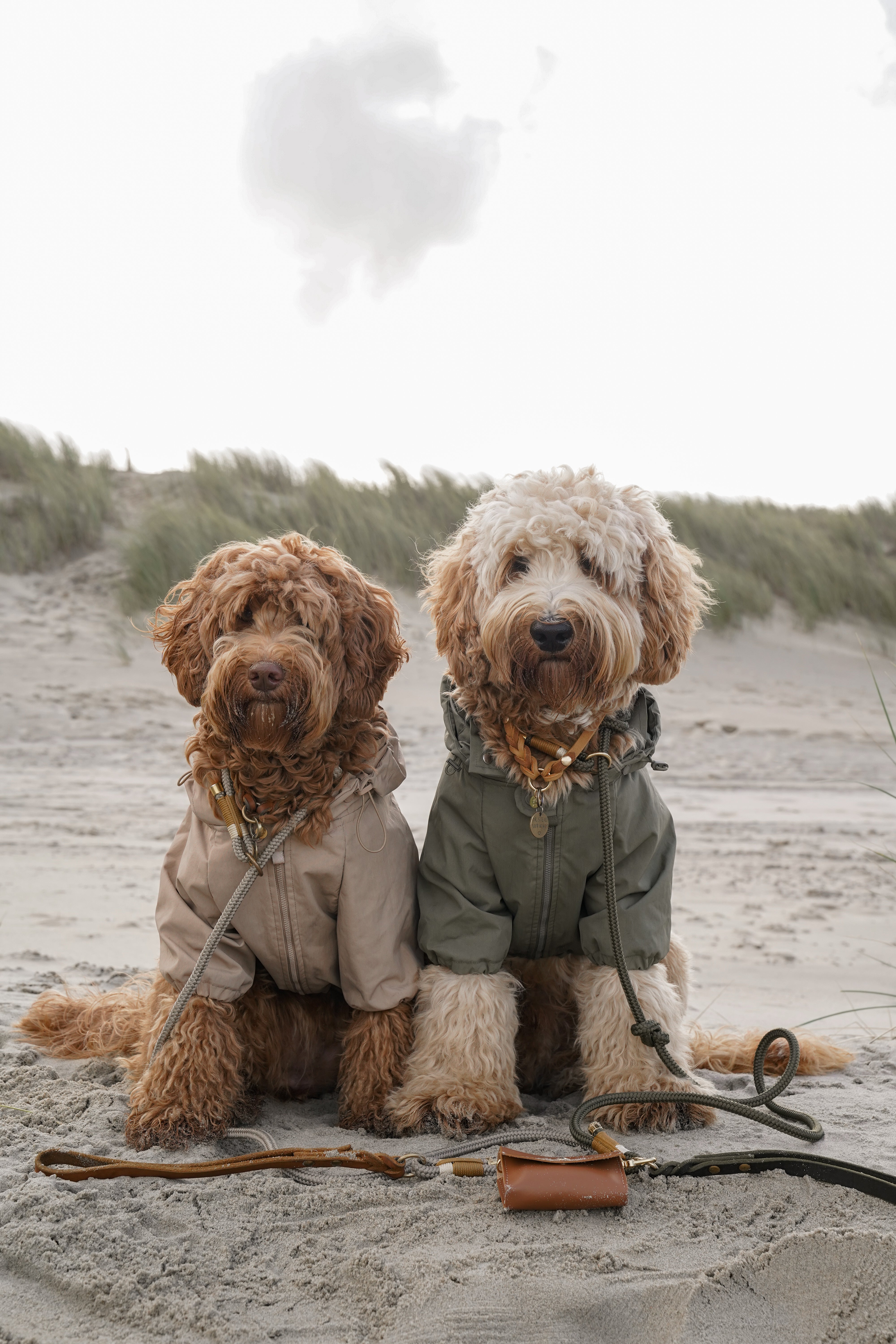 Jachtlijn met leren handvat